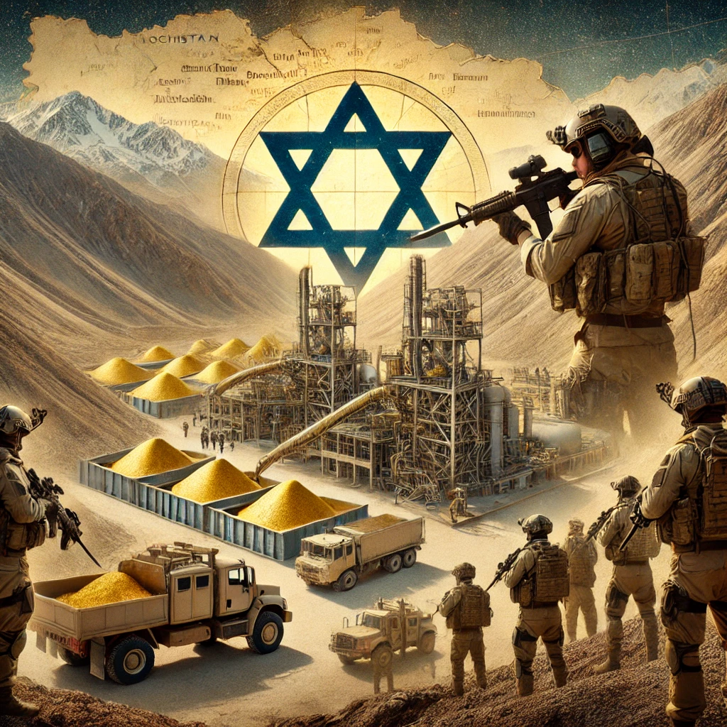 Reko Diq mining site with foreign security presence, symbolizing potential intelligence operations in Balochistan